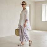 Allegra – comfortable blouse and bamboo striped pants