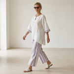 Allegra – comfortable blouse and bamboo striped pants