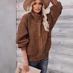Fuzzy Fleece Jackets Oversized Open Front Coat Zipper Outwear(TTShop02) - Zeagoo (Us Only)