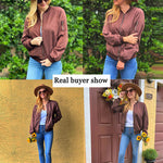 Faux Bomber Zip Up Lightweight Jacket Coat with Pockets - Zeagoo (Us Only)
