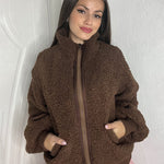 Fuzzy Fleece Jackets Oversized Open Front Coat Zipper Outwear(TTShop02) - Zeagoo (Us Only)