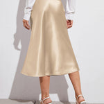 Satin Zipper Elegant Work Skirts - Zeagoo (US Only)