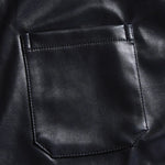 Men's Classic Casual Slim Fit Leather Long Sleeve Shirt