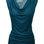 Ruched Cowl Neck Tank Tops - Zeagoo (Us Only)