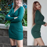 Twist Front Knitted Bodycon Dress - Zeagoo (Us Only)