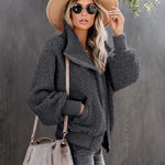 Fuzzy Fleece Jackets Oversized Open Front Coat Zipper Outwear(TTShop02) - Zeagoo (Us Only)