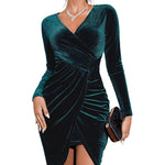 Zeagoo Women's Velvet Dress Long Sleeve Elegant Cocktail Dress
