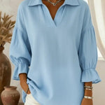 Retro Stylish Polo Collar Casual Blouse