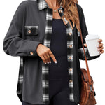 Zeagoo Womens Corduroy Flannel Shacket Jacket Casual Plaid Shirts