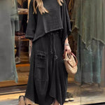 Women's Solid Color Casual Loose Elegant Stylish Skirt Two Piece Suit