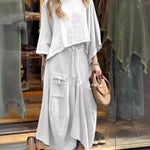 Women's Solid Color Casual Loose Elegant Stylish Skirt Two Piece Suit