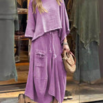 Women's Solid Color Casual Loose Elegant Stylish Skirt Two Piece Suit