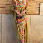 Women's Printed Satin Cardigan Dress Two-Piece Set