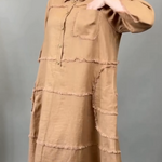 Women's Tassel Pocket Linen Shirt Dress