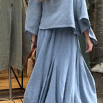 Women's Solid Color Casual Loose Elegant Stylish Skirt Two Piece Suit