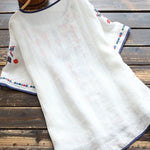 Women's Retro Ethnic Embroidered Style Loose Casual Cotton And Linen Shirt