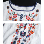 Women's Retro Ethnic Embroidered Style Loose Casual Cotton And Linen Shirt