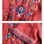Women's Retro Ethnic Embroidered Style Loose Casual Cotton And Linen Shirt