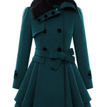 Faux Fur Lapel Double-Breasted Thick Wool Coat - Zeagoo (Us Only)