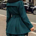 Faux Fur Lapel Double-Breasted Thick Wool Coat - Zeagoo (Us Only)
