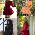 Faux Fur Lapel Double-Breasted Thick Wool Coat - Zeagoo (Us Only)