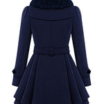 Faux Fur Lapel Double-Breasted Thick Wool Coat - Zeagoo (Us Only)
