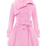 Faux Fur Lapel Double-Breasted Thick Wool Coat - Zeagoo (Us Only)