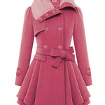 Faux Fur Lapel Double-Breasted Thick Wool Coat - Zeagoo (Us Only)