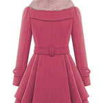 Faux Fur Lapel Double-Breasted Thick Wool Coat - Zeagoo (Us Only)