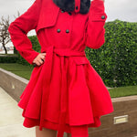 Faux Fur Lapel Double-Breasted Thick Wool Coat - Zeagoo (Us Only)