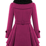 Faux Fur Lapel Double-Breasted Thick Wool Coat - Zeagoo (Us Only)