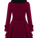 Faux Fur Lapel Double-Breasted Thick Wool Coat - Zeagoo (Us Only)