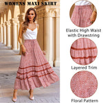 Zeagoo Women's Midi Skirts Boho High Waist A Line Casual Maxi Work Skirt Summer
