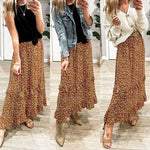 Floral Elastic High Waist Pleated Ruffle Skirt - Zeagoo (Us Only)