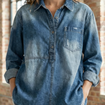 Women's Lapel Neck Casual Solid Colour Cotton Long Sleeve Shirt