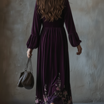 Vintage Floral Embroidered Velvet Maxi Dress