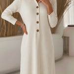 Women's Casual Polo Collar Button Corduroy Midi Dress
