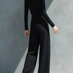 Women's Black Classic Knit Turtleneck Wide - Leg Jumpsuit