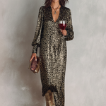 Women's Minimalist Loose Shimmering V-neck Maxi Party Dress