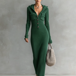 Women's Slim-fit Hooded Knitted Maxi Dress