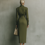 Women's Army Green Cotton Blended Maxi Dress