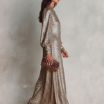 Women's Minimalist Loose Shimmering V-neck Maxi Party Dress