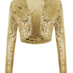 Sequin Shrug Glitter Bolero Jackets with Sparkly Blazer Long Sleeve Cropped Cardigan - Zeagoo (Us Only)