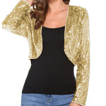Sequin Shrug Glitter Bolero Jackets with Sparkly Blazer Long Sleeve Cropped Cardigan - Zeagoo (Us Only)
