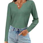 Zeagoo Women's Long Sleeve V Neck Slim Fit T Shirts