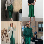 Satin Zipper Elegant Work Skirts - Zeagoo (US Only)