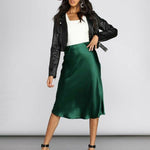 Satin Zipper Elegant Work Skirts - Zeagoo (US Only)