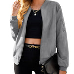 Faux Bomber Zip Up Lightweight Jacket Coat with Pockets - Zeagoo (Us Only)