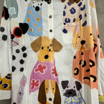 Women's Colorful Fun Cartoon Puppy Print Casual Cotton And Linen Shirt
