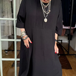 Accordion Pleated Irregular Hem Linen Dress